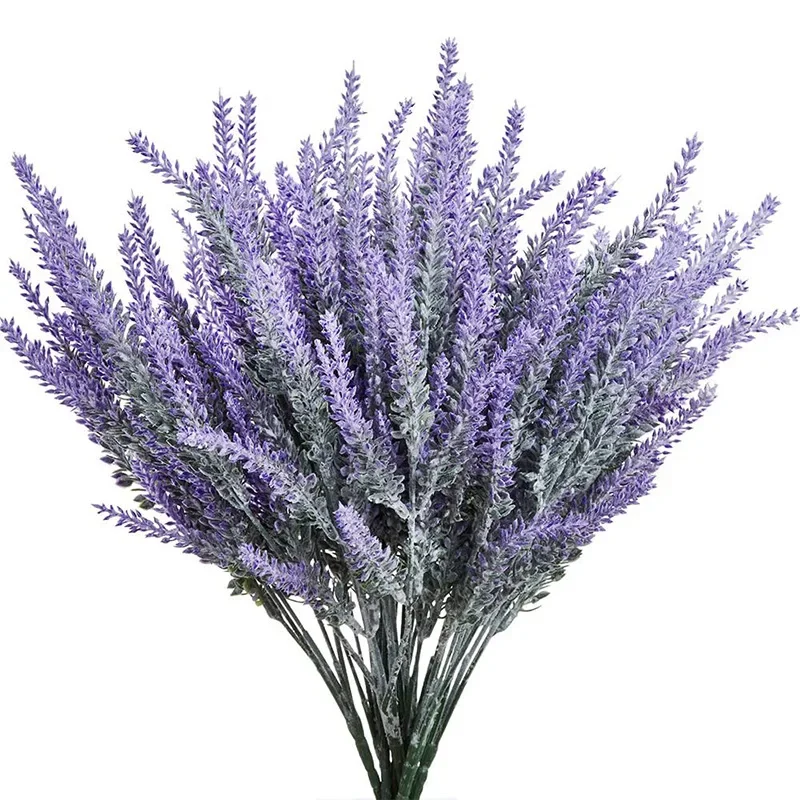 Office Furniture Brands - 1 バンドル紫色の人工ラベンダーの花の花束人工植物家庭用屋外庭結婚式オフィステーブル装飾