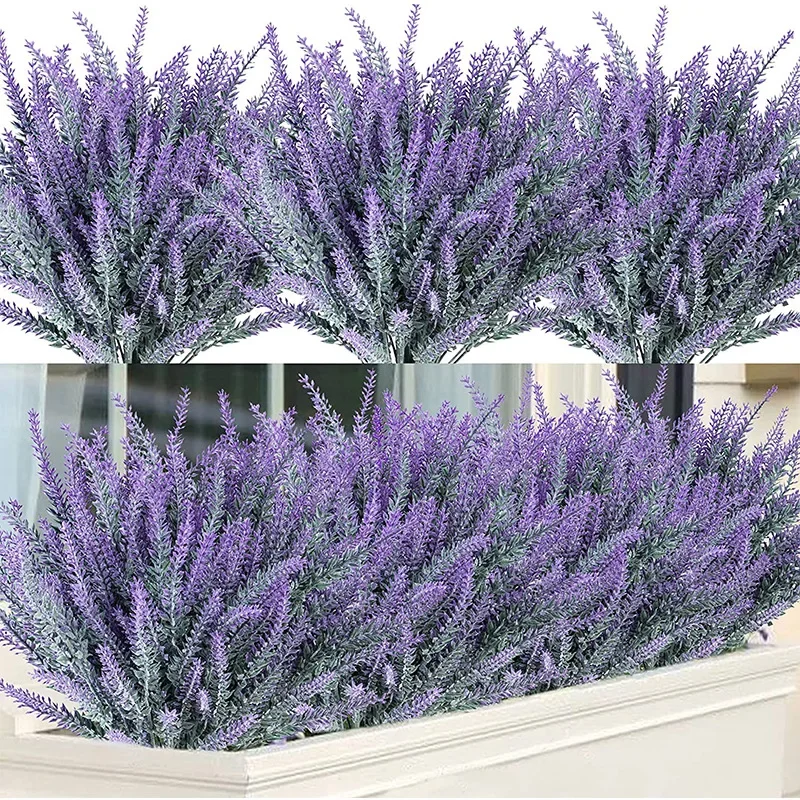 1 バンドル紫色の人工ラベンダーの花の花束人工植物家庭用屋外 - Office Furniture Brands のレビューと価格
