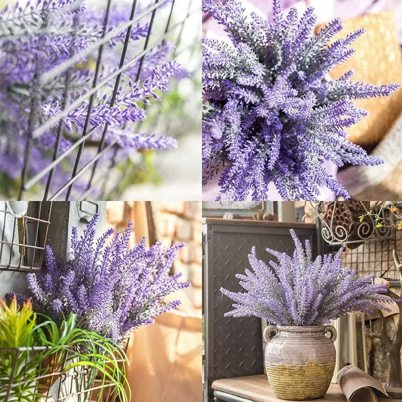 1 バンドル紫色の人工ラベンダーの花の花束人工植物家庭用屋外 - Office Furniture Brands のレビューと価格